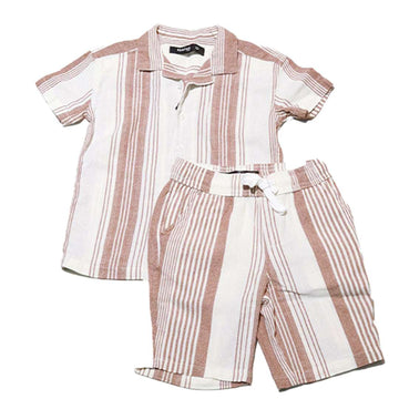 Red Oversized Shirt With Shorts Set Nawao.com