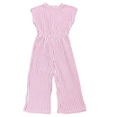 Red Stripes Knit Jumpsuit White Nawao.com