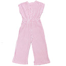 Red Stripes Knit Jumpsuit White Nawao.com