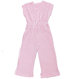 Red Stripes Knit Jumpsuit White Nawao.com