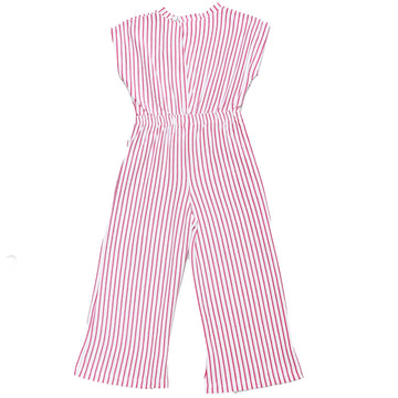 Red Stripes Knit Jumpsuit White Nawao.com