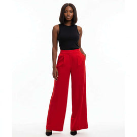 Red Wide Leg Trouser Nawao.com