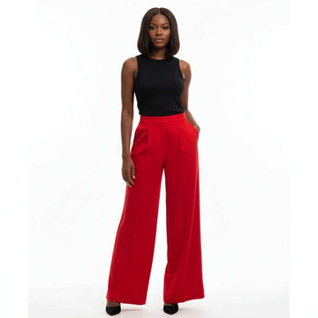 Red Wide Leg Trouser Nawao.com