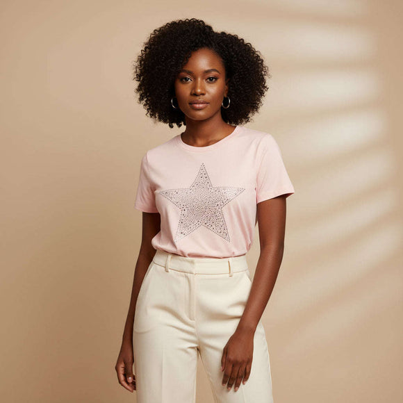 Rib Printed T Shirt Mauve Nawao.com