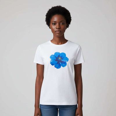 Rib Printed T Shirt White Nawao.com