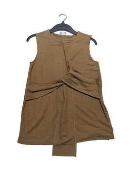 Tie Front Sleeveless Knit Top Brown