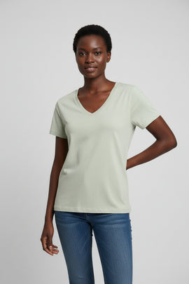 Lt Green Short Sleeve V Neck T Shirt