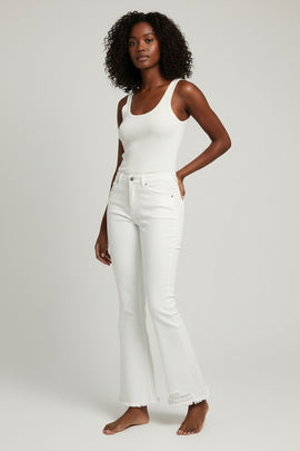 White 5 Pocket Fit And Flare Denim