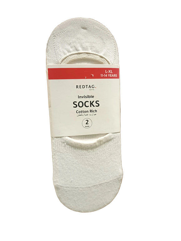 White Gsr 2 Pcs Invisible Socks White 8 11 Year