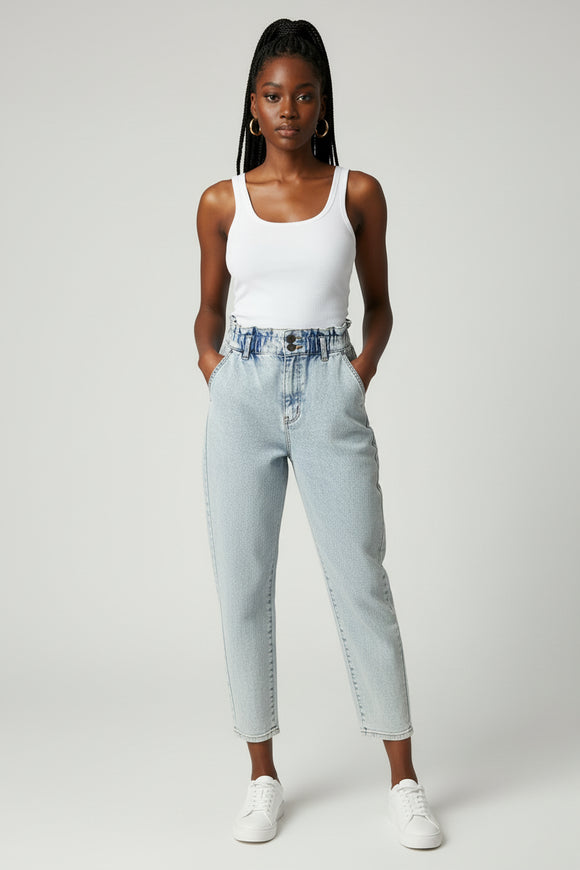 Light Stone Paper Bag Jeans