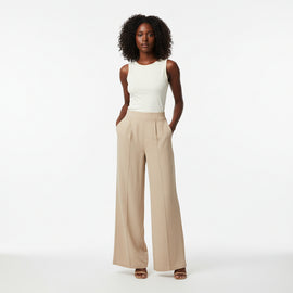 Beige Wide Leg Trouser