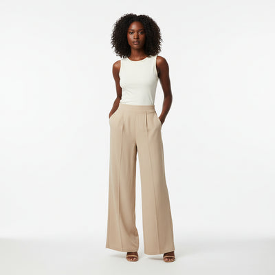 Beige Wide Leg Trouser