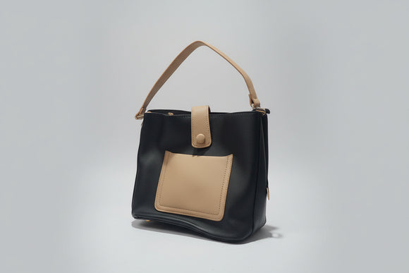 Beige  Black  Cross Body Bag