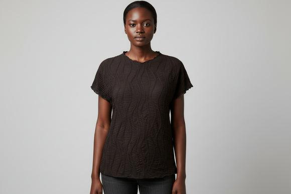 Black Textured Jersey Top