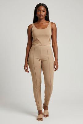 Brown Single Pleat Legging
