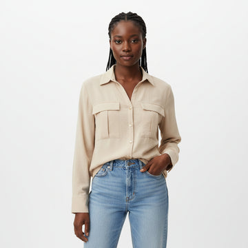 Beige Button Blouse
