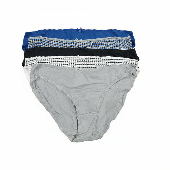 Assorted Print Plain Bikini Briefs  5 Pack