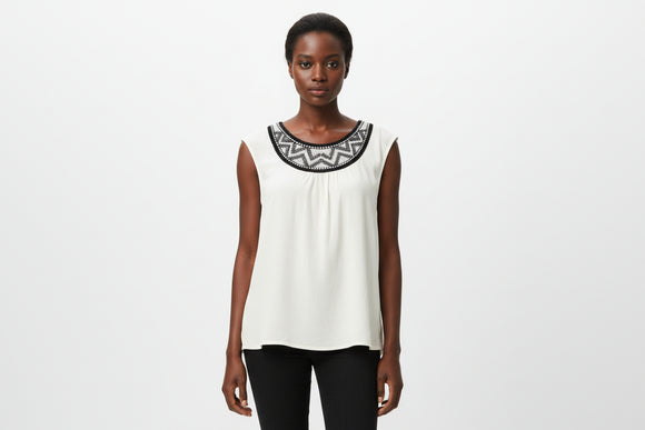 Ivory Crochet Neck Knit Top