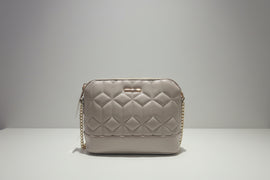 Beige Quilting Crossbody Bag