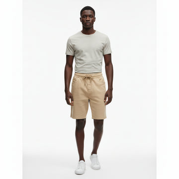 Beige Color Knit Denim Shorts