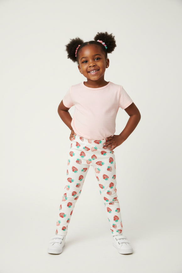 White Strawberry Aop Legging  White 2 3 Years