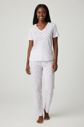 Purple Floral Table Pyjama Set Assorted