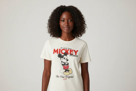 Ivory Mickey  Printed T Shirt