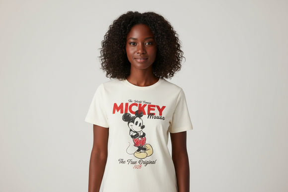 Ivory Mickey  Printed T Shirt