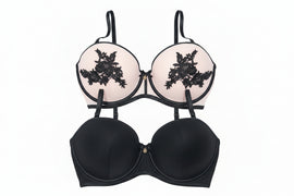 Boudoir Pink /Black 2 Pack Balconette Bras