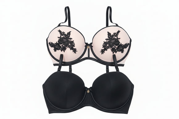 Boudoir Pink /Black 2 Pack Balconette Bras