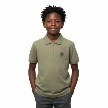 Olive Regular Collar Zipneck Polo Green - 0