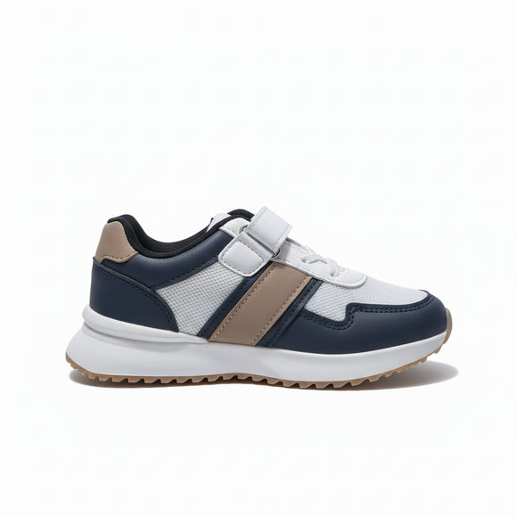 Navy Material Block Slim Runner Navy
