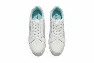 White Lace Up With Floral Print White - 0