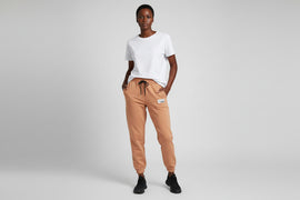 Dusty Orange Rib Detailed Jogger Pants With Placement Print