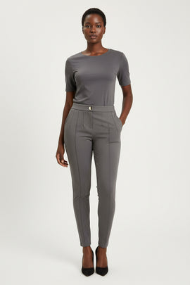 Charcoal  Single Button Dart Ponte Legging