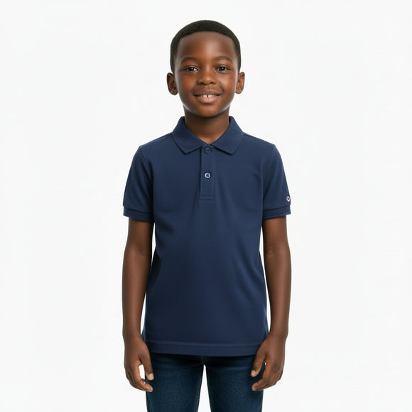 Boys Solid 2Pc Pack S S Polo Blue REDTAG