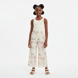 Cream Rose Aop Lace Trousers