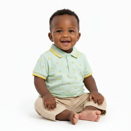 Sage Pine Apple  Printed Tipping Polo Green
