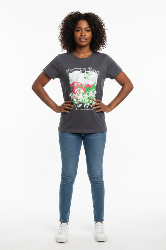Charcoal Printed T Shirt Charcoal