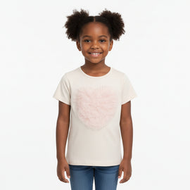 3D Floral Heart Tee Pale Pink