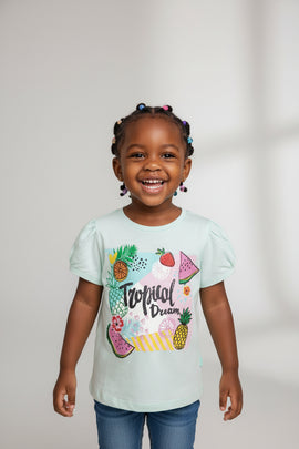 Green Tropical Print T Shirt Green 2 3 Years