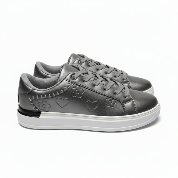 Grey Lace Up Sneaker With Stitching Detail  Mid Grey REDTAG