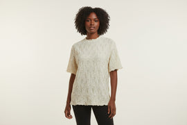 Beige Textured Knit Top