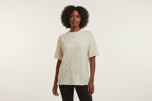 Beige Textured Knit Top