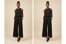 Black Pant With Embroidery Details Black Uk8