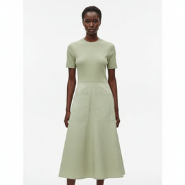 Rib Top A Line Poplin Dress