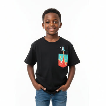 Black Rocket Pocket T Shirt Black
