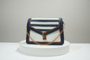Blue White Stripe Flap Messenger Bag-1