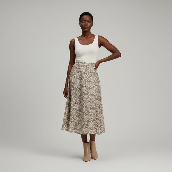 Black Printed Flare Skirt