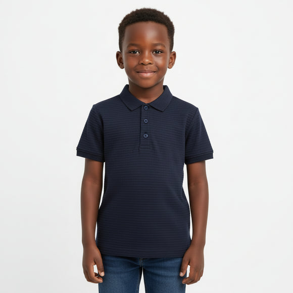 Junior Boys Navy Ottoman Rib Polo Navy REDTAG